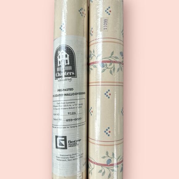 2 Roll Cream Floral Wall Covering 112 Sq Ft Cottagecore Granny Pre Pasted Vinyl - Picture 3 of 3